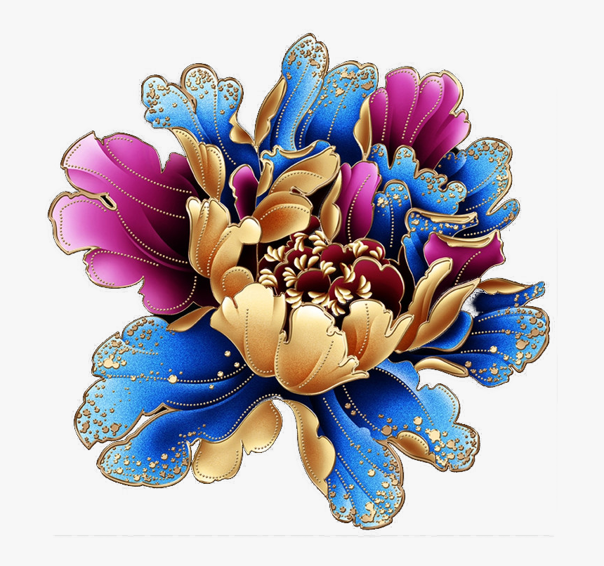 牡丹 金邊 工筆, HD Png Download