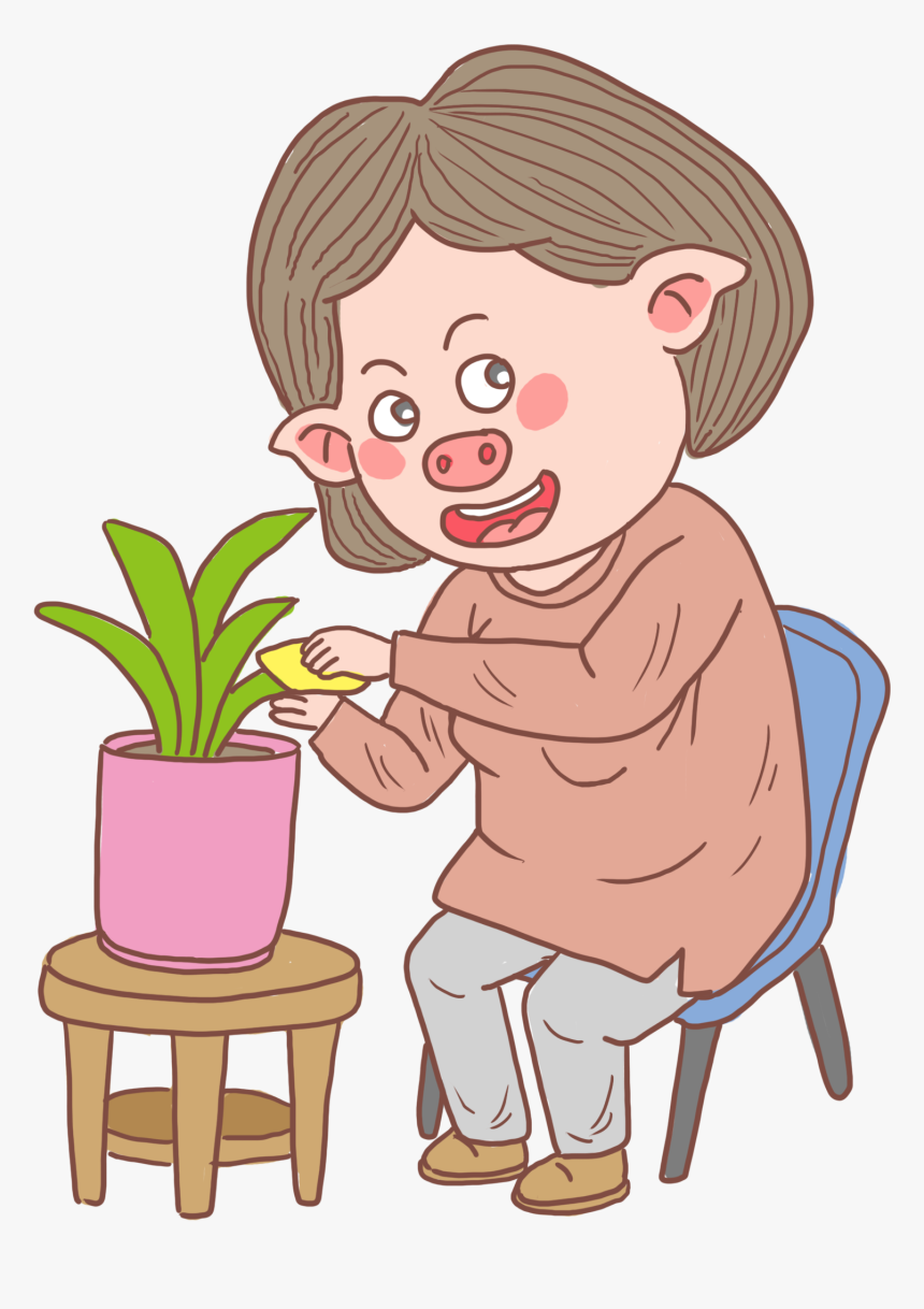 养 花 卡通, HD Png Download