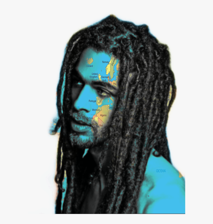 #worldmap #map #man #doubleexposure #dreads - Silk Press For Men, HD Png Download