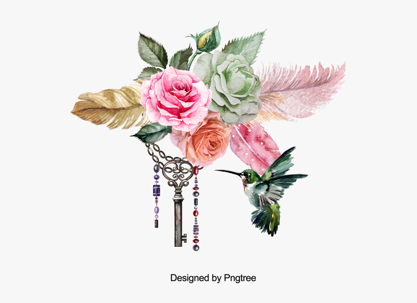 Key Png Floral Watercolor, Transparent Png