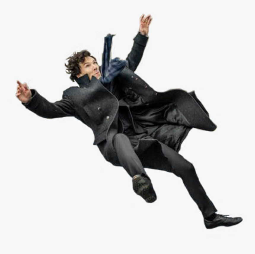 #black #man #falling #wearing #coat #shoes - Sherlock Falling, HD Png Download