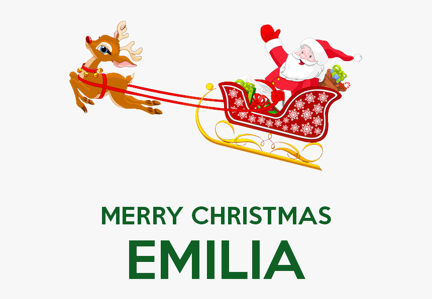 Merry Christmas Emilia - Transparent Santa Claus Sleigh, HD Png Download