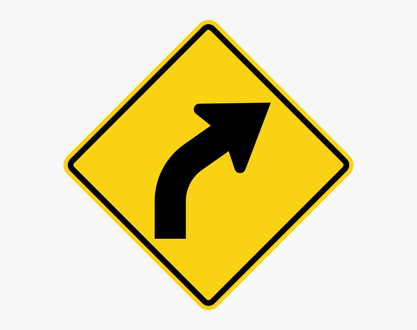 Right Curve Road Sign, HD Png Download