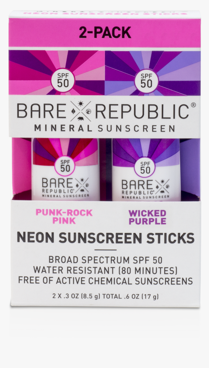Bare Republic Mineral Spf 50 Neon Color Stick 3 Pack, HD Png Download