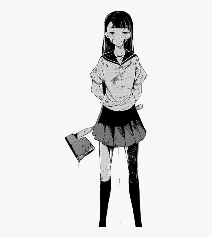 Anime Girl Black And White Blood, HD Png Download