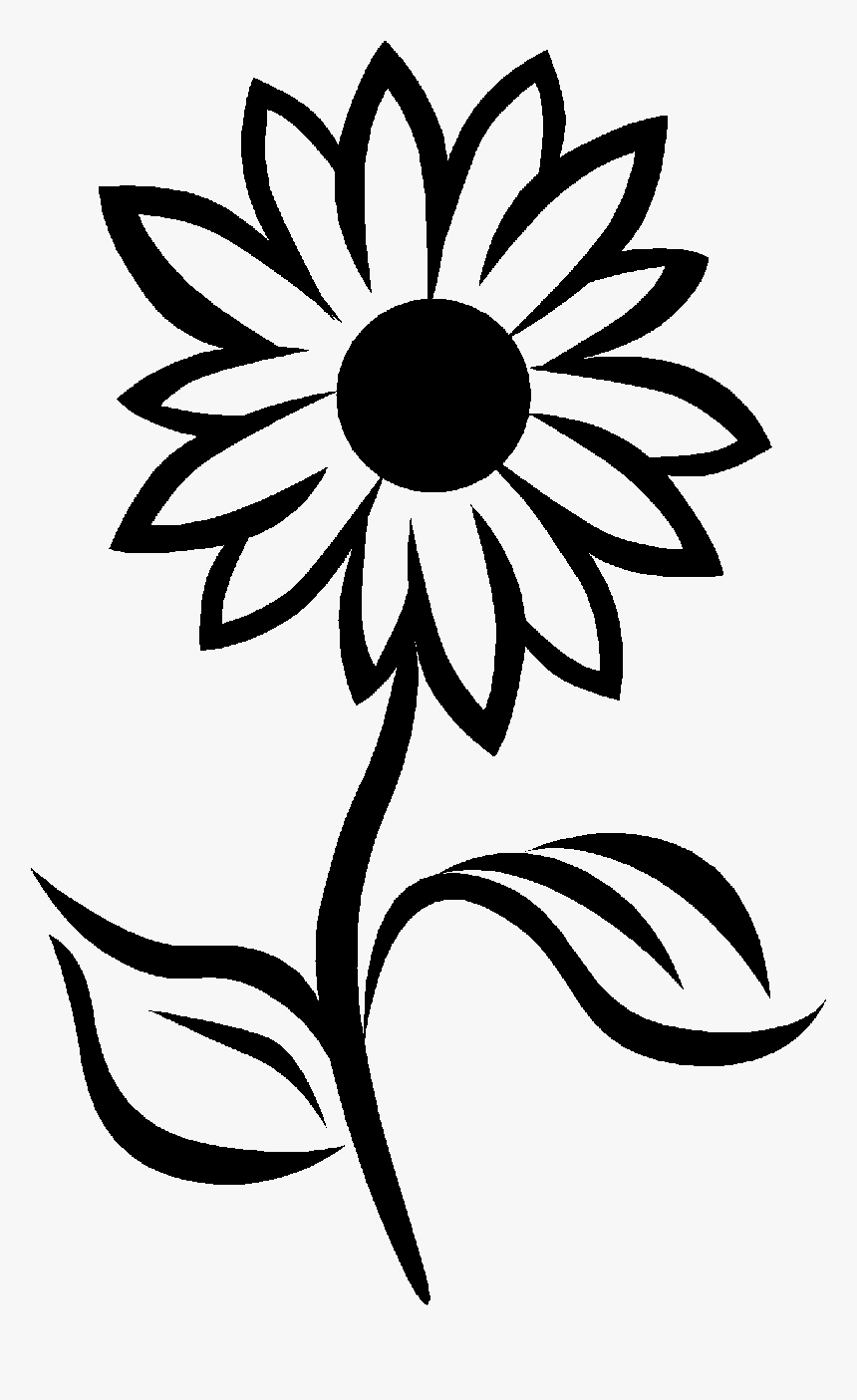 Sun Flower Black And White Clipart, HD Png Download