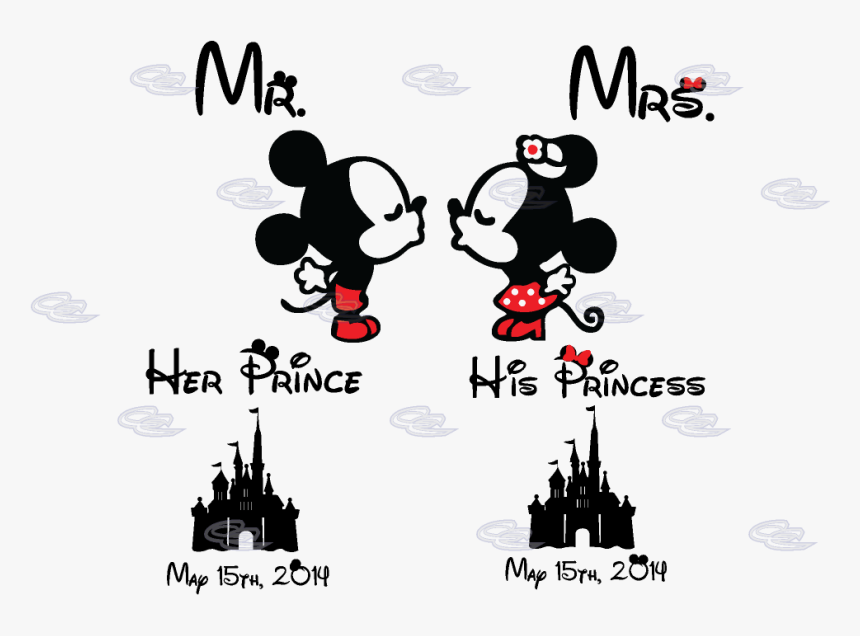 Mr Mrs Little Mickey Minnie Mouse Kiss His Princess - Minnie Y Mickey Png, Transparent Png