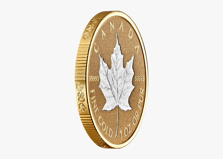 Maple Leaf Png Gold Oz Pure Coin - Coin, Transparent Png