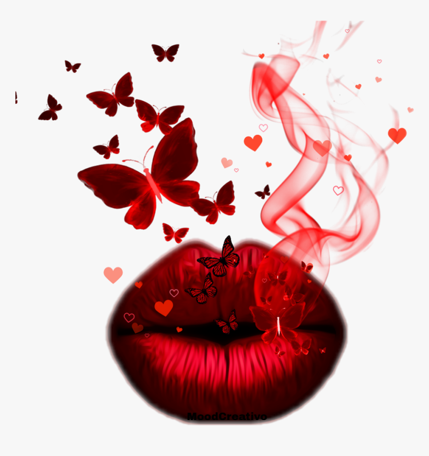 #lips #red #smoke #butterflies #freetoedit - Smoke, HD Png Download