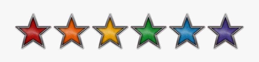 Six Lgbt Pride Rainbow-colored Stars With Chrome Frames - 2 Star Rating Icon, HD Png Download