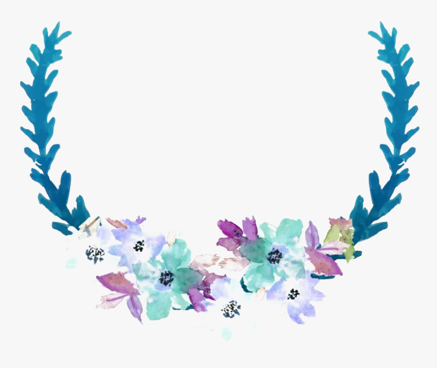 Round Blue Floral Png Image - Transparent Background Watercolor Flower Png, Png Download