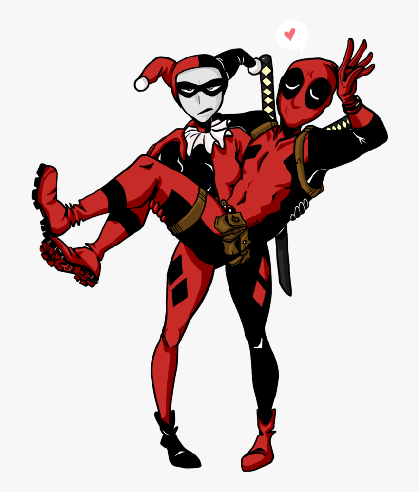Deadpool And Harley By Cathou Booh On Deviantart - Harley Quinn Deadpool, HD Png Download