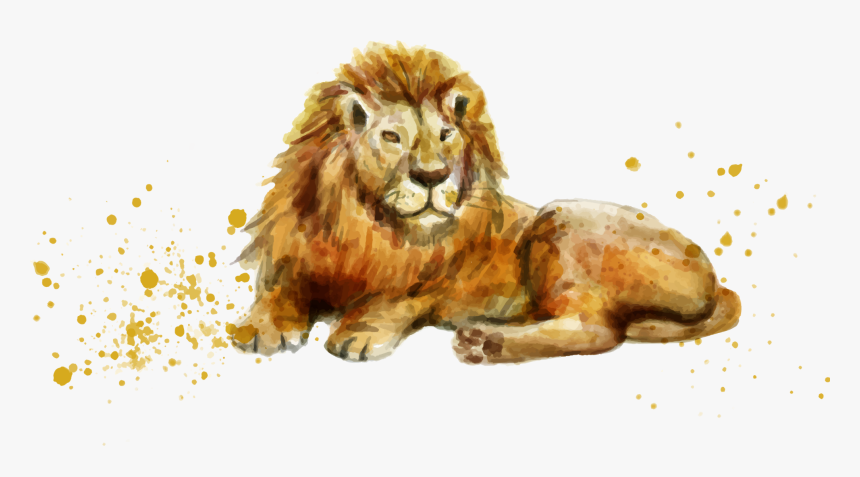 Lion -unique Bargains Bedroom Cotton Linen Lion Pattern - Hand Painted Animals Vector, HD Png Download