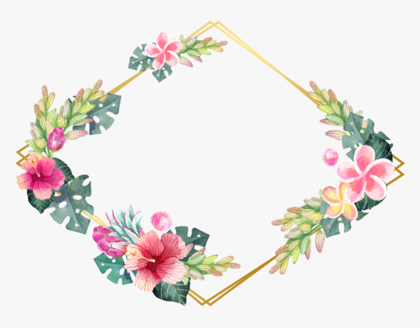 #square #flower #floral #frame #gold #glitter #geometric - Floral Frame, HD Png Download