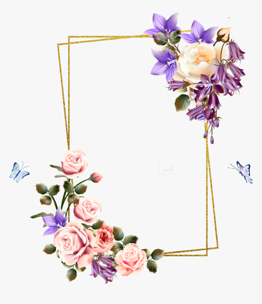 #rose #square #flower #floral #frame #butterfly #gold - Nogizaka46, HD Png Download