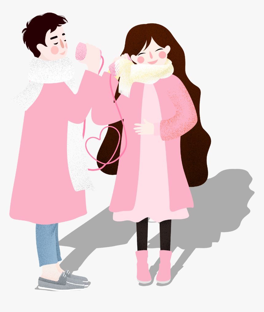 Hand Drawn Cartoon Couple Decoration Vector - Illustration, HD Png Download