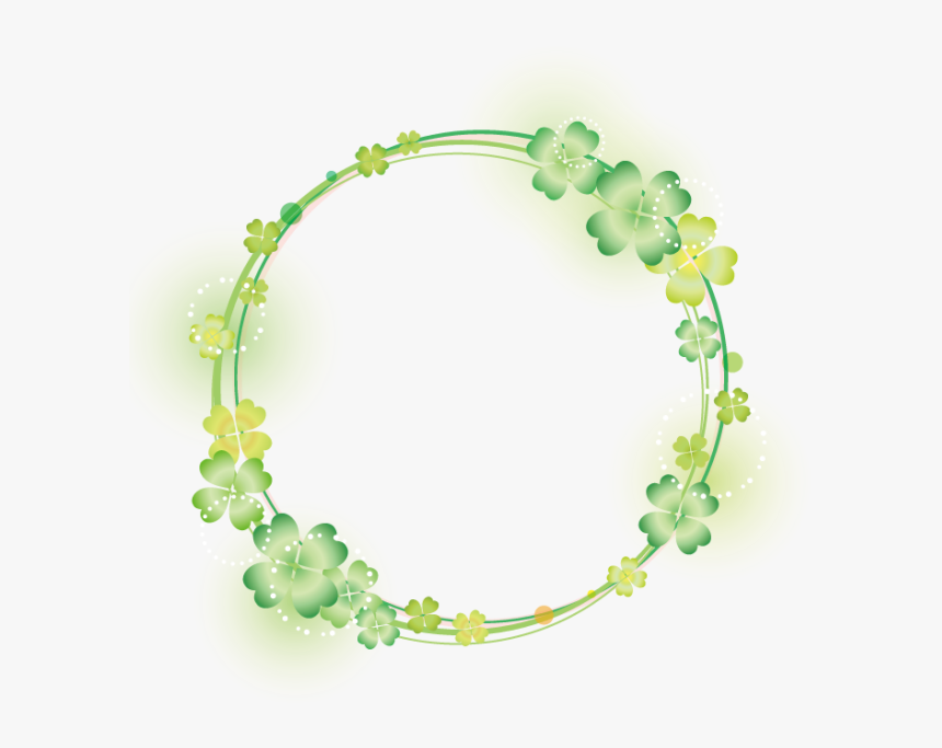 #四つ草 #leaf #watercolor #handpainted #green #frame #mask - オーロラネックレス, HD Png Download
