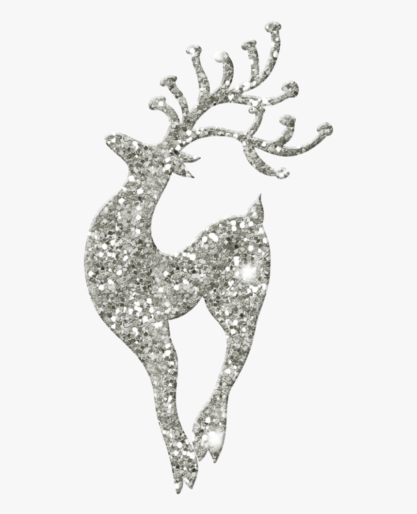 #silver #glitter #reindeer #happy#freetoedit - Illustration, HD Png Download