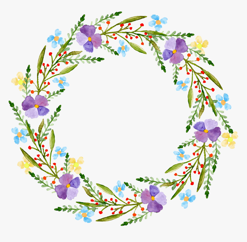Decor Vector Garland - Flower Wreath Yellow And Blue, HD Png Download