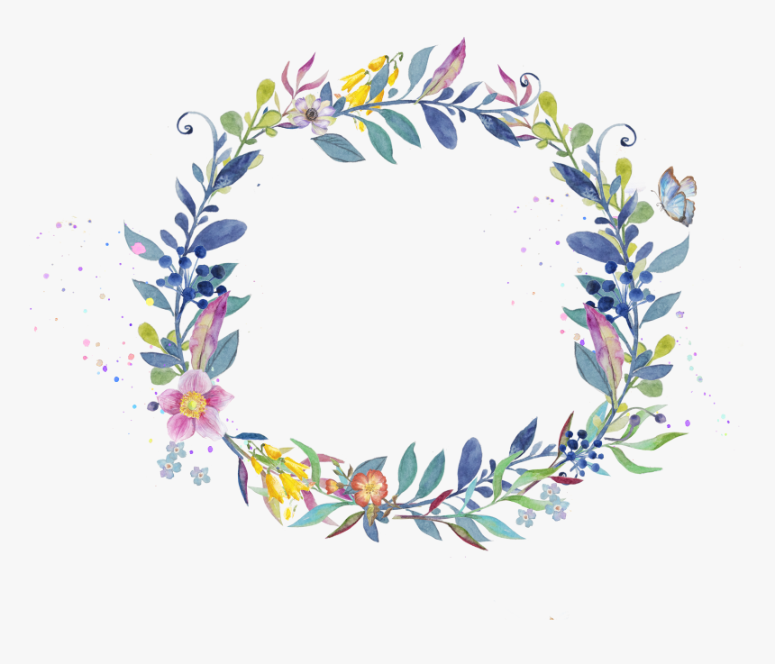 Garland Clipart Leaves - Flower Wreath Watercolor Png, Transparent Png