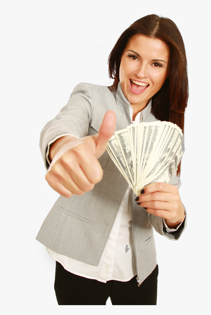 Girl With Money Png, Transparent Png