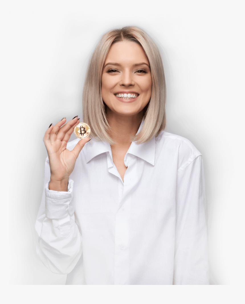 Girl Holding Bitcoin Png, Transparent Png