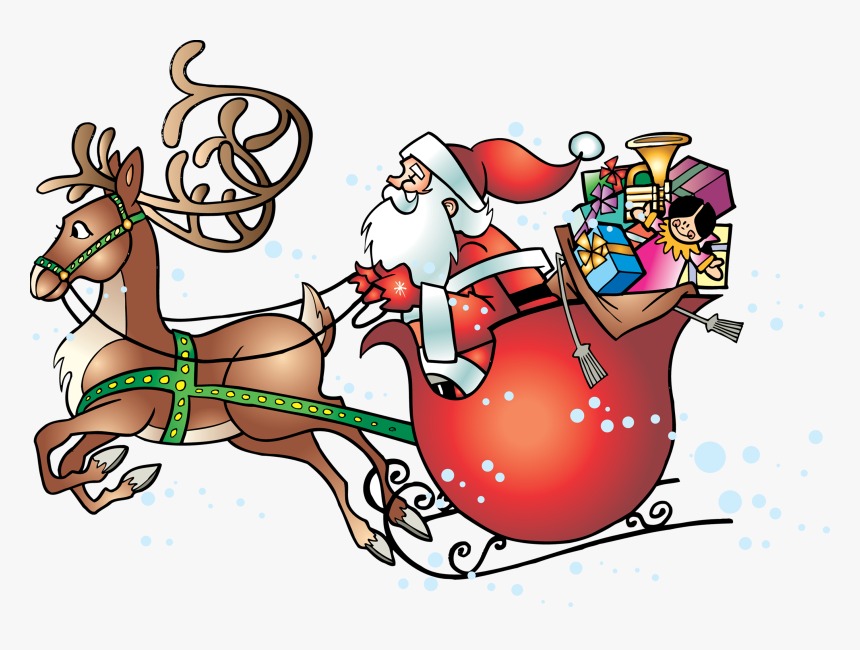 Santa Sleigh Png - Christmas Iron On Transfers, Transparent Png