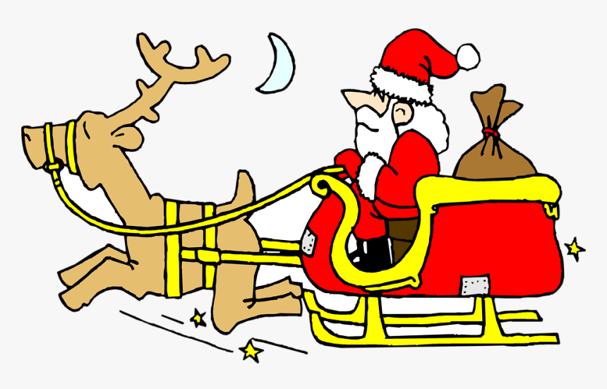 Santa Free Stock Photo Illustration Of Santa On Sled - Santa Claus, HD Png Download