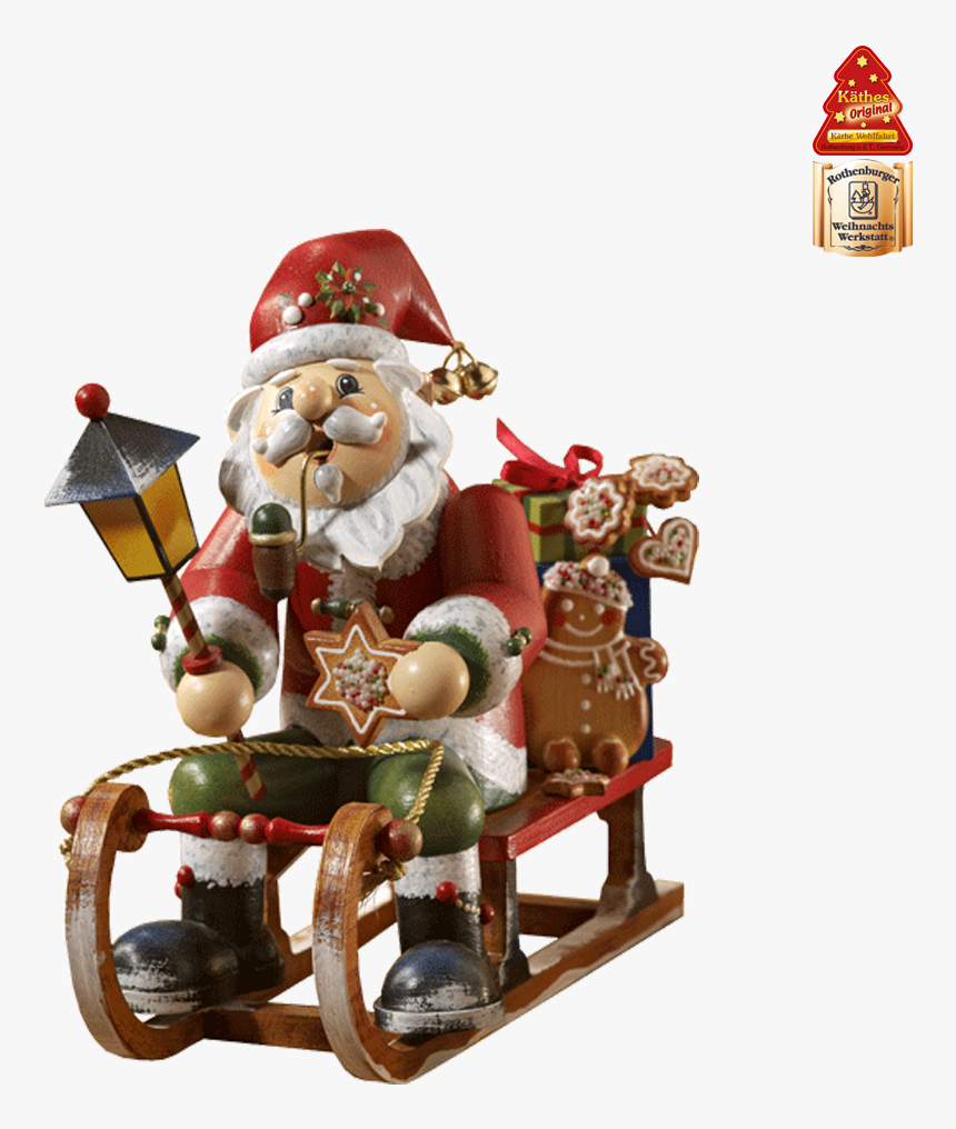 Holzknoddl Santa On Sleigh , Incense Smoker - Käthe Wohlfahrt Räuchermännchen, HD Png Download