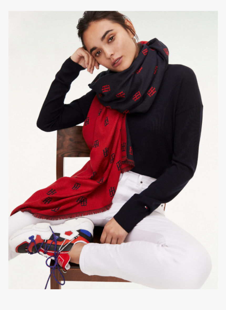 Tommy Hilfiger Monogram Jacquard Scarf - Sitting, HD Png Download