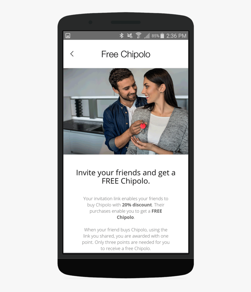 Chipolo Mobile Mockup Referral In App - Referral In App Message, HD Png Download