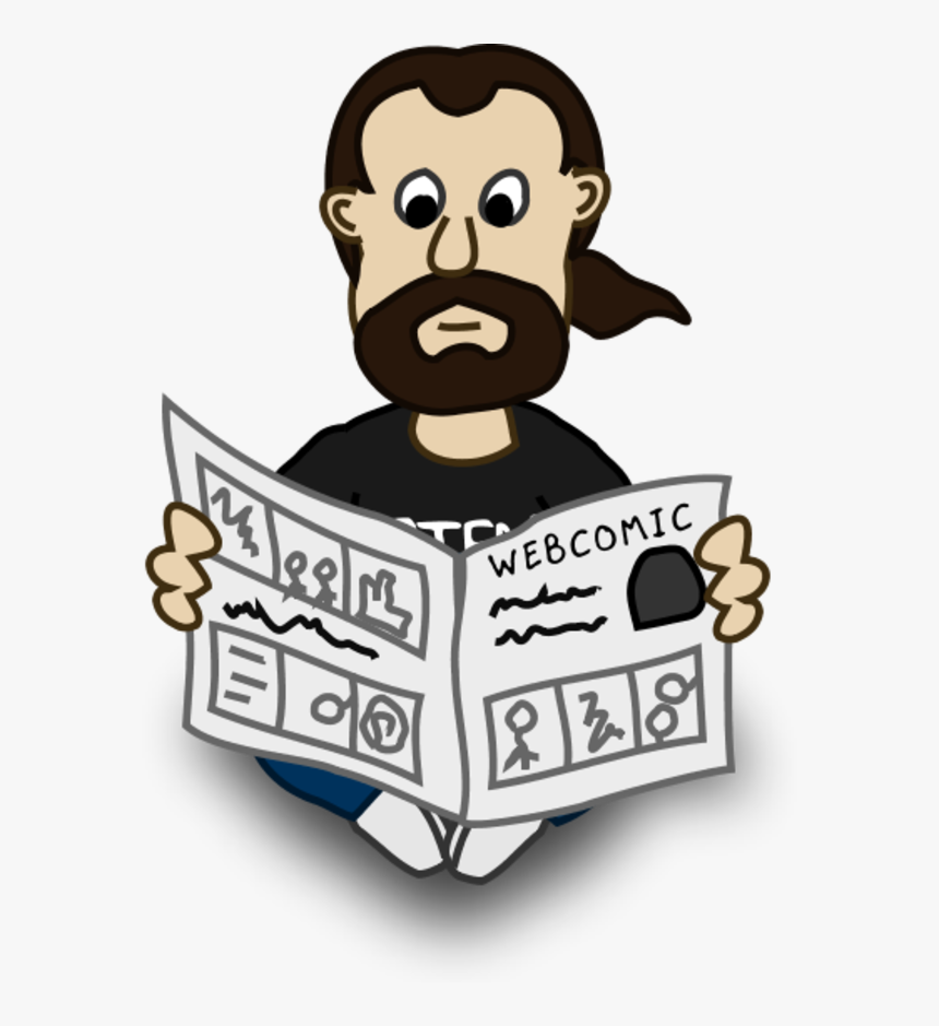 Man Reading Newspaper Cartoon - Baca Koran Png, Transparent Png