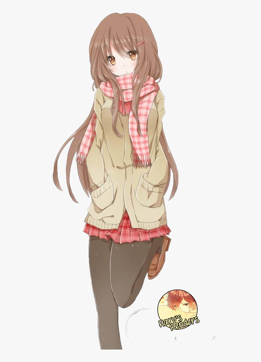 Brown Hair Anime Girl Transparent, HD Png Download