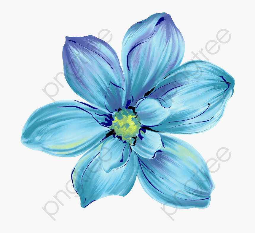Flower Blue Flowers Watercolor Png Transparent - Png Blue Flower, Png Download