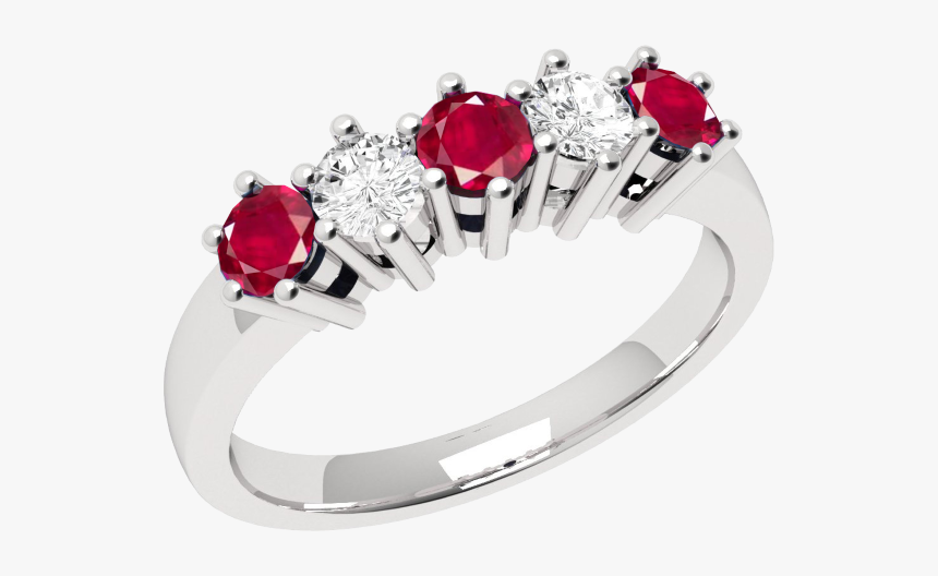 Ruby And Diamond Ring For Women In 9ct White Gold With - 3 Sapphire Ring Diamond, HD Png Download