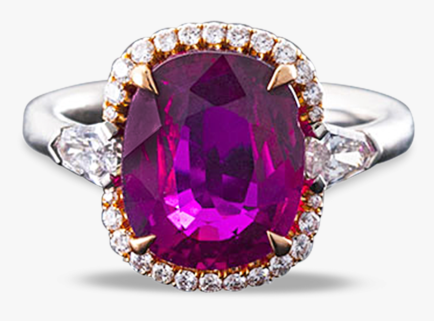Untreated Mozambique Ruby And Diamond Ring, - Diamond, HD Png Download