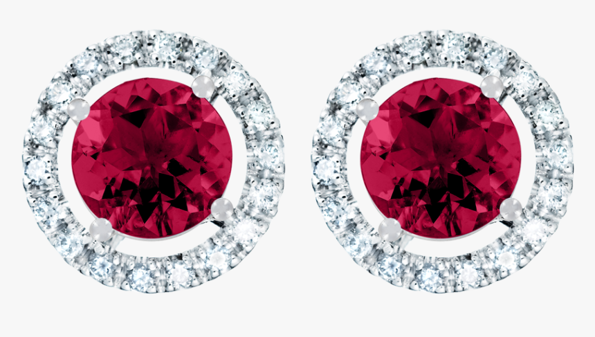 Stud Earrings Halo Ruby Red In White Gold - Earrings, HD Png Download