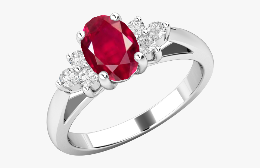 Ruby And Diamond Ring For Women In 18ct White Gold - White Gold Ring With Pink Sapphire, HD Png Download