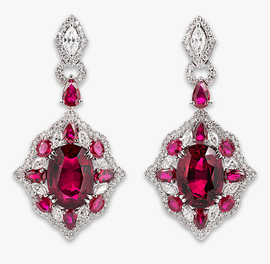 Rubellite And Diamond Earrings, - Earrings, HD Png Download