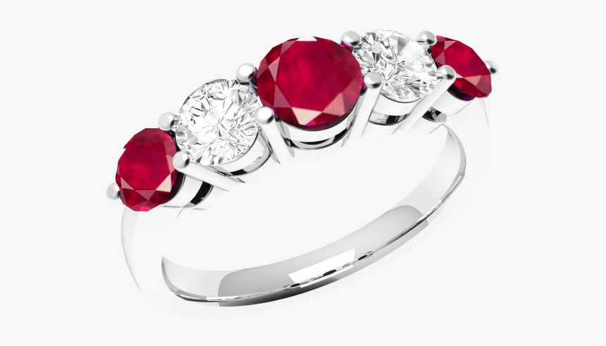 Ruby And Diamond Ring For Women In 18ct White Gold - Engagement Ring, HD Png Download