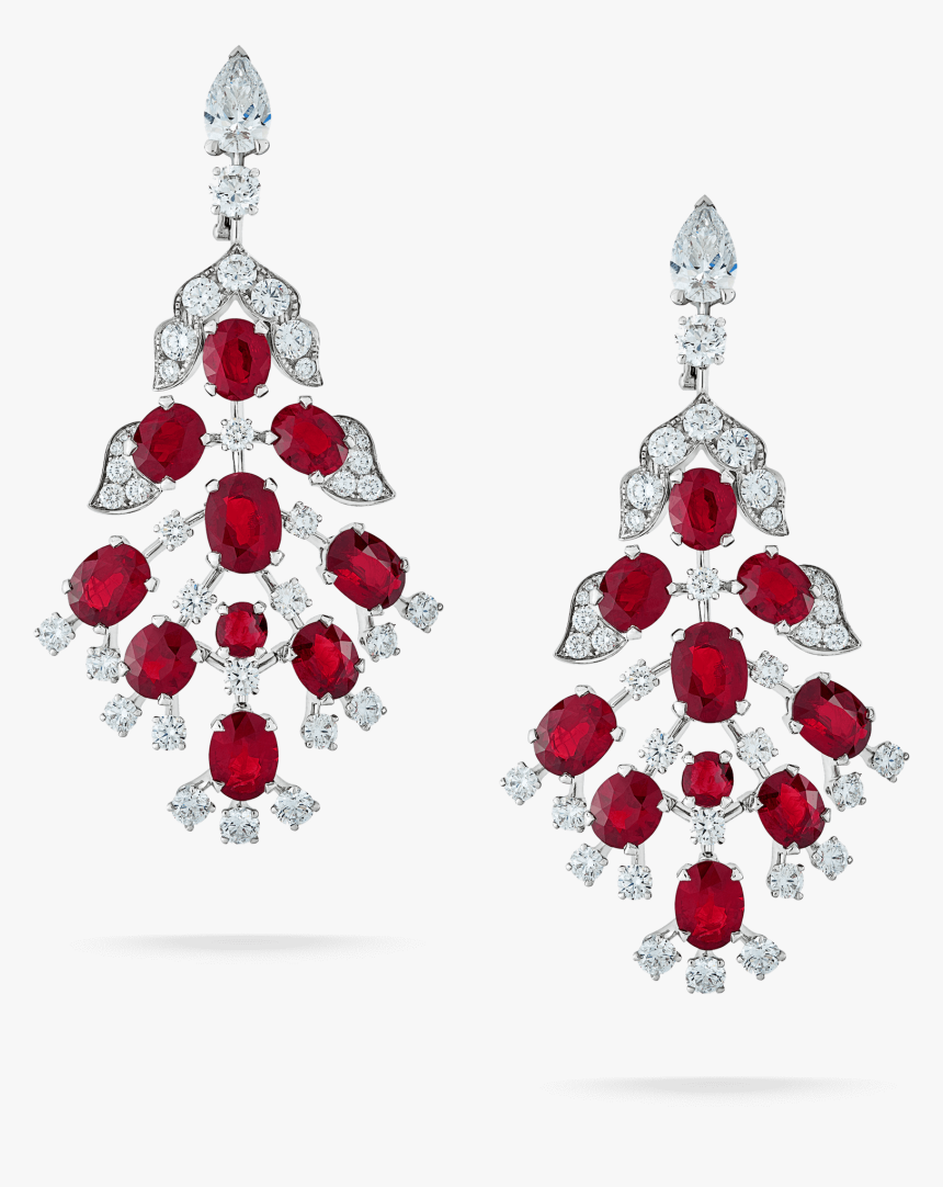 Ruby And Diamond Chandelier Earrings, HD Png Download