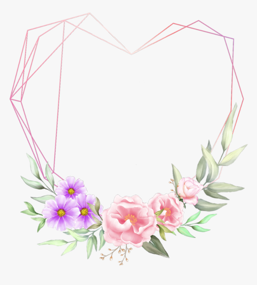 #love #heart #wreath #rosegold #geometric #glitter - Geometric Flower Shape, HD Png Download