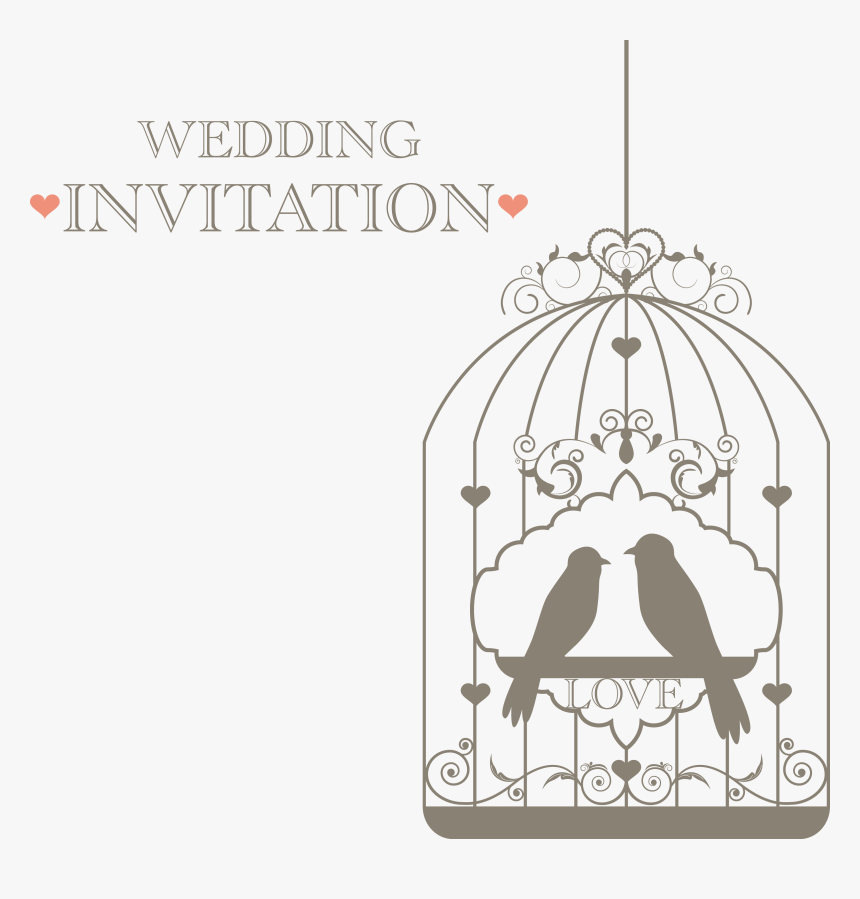 Png Transparent Lovebird Invitation Birdcage Invitations - Wedding Bird Cage Vector, Png Download