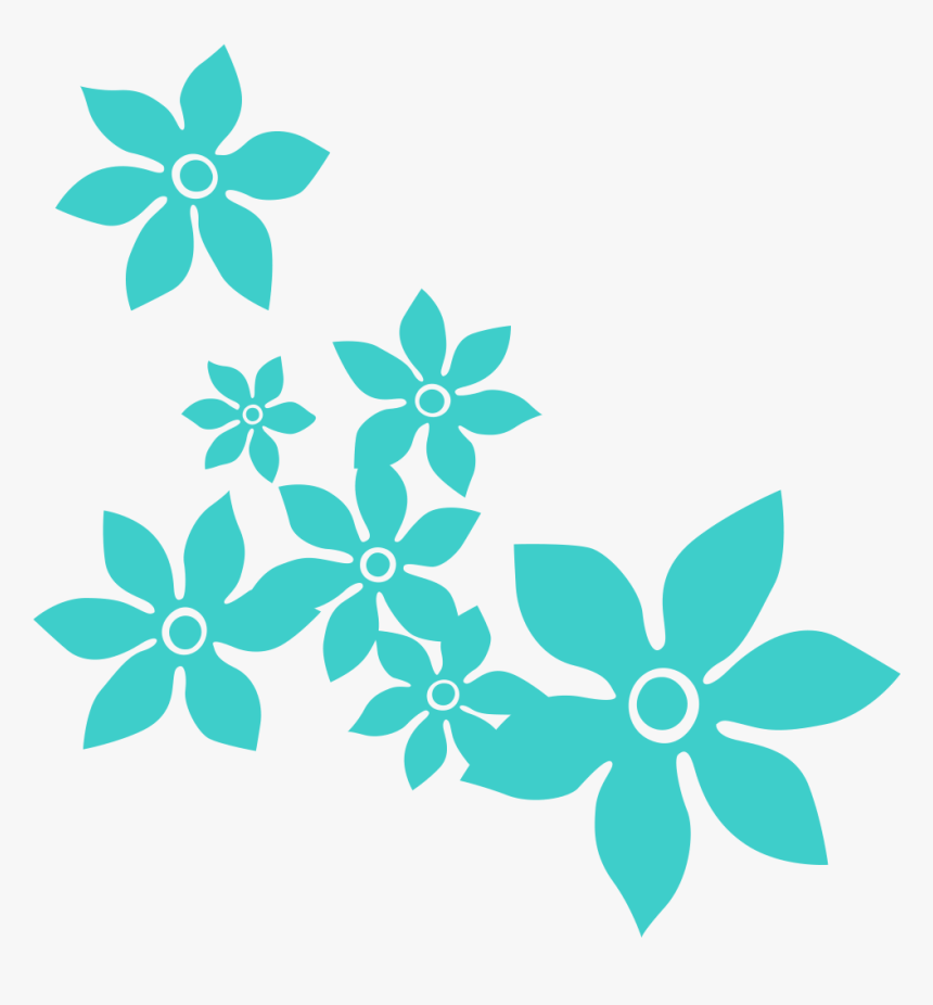 Blue Flower Color Floral - Flower Stencil Color Png, Transparent Png