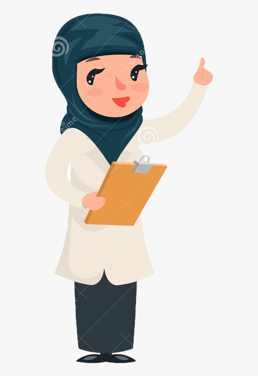 Arab Female Cute Girl Cartoon With Pills, HD Png Download