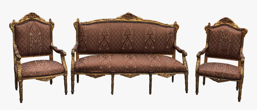1930s Vintage Imperial Gilded French Sofa And Chairs - Studio Couch, HD Png Download