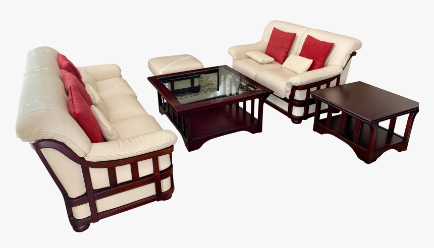 Exposed Cherry Wood Frame Italian Designer Leather - Coffee Table, HD Png Download