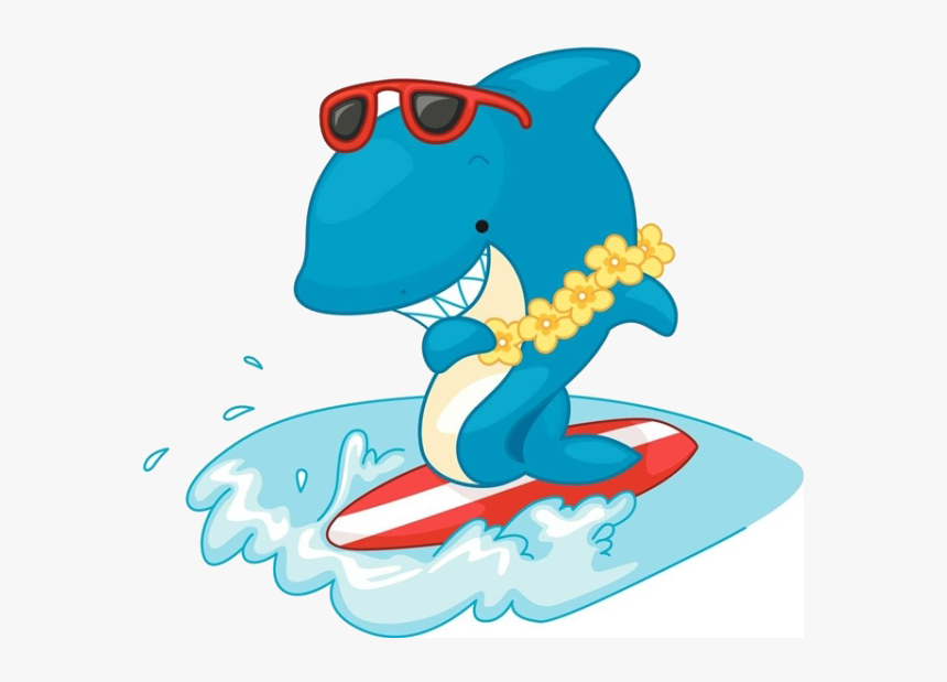 Clipart Shark Surfer - Shark Surfing Clipart, HD Png Download