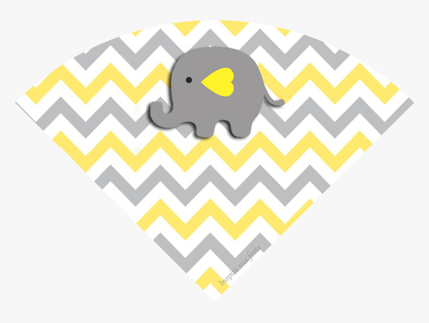 Baby Elephant In Grey And Yellow Chevron Free Printable - Elefante Animado Gris Y Amarillo, HD Png Download