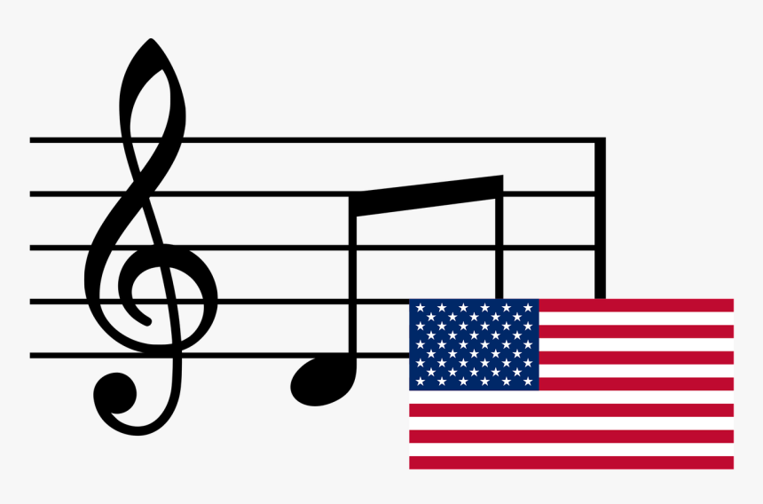 Musical Notes And Flag Usa - G3 On Treble Staff, HD Png Download ...
